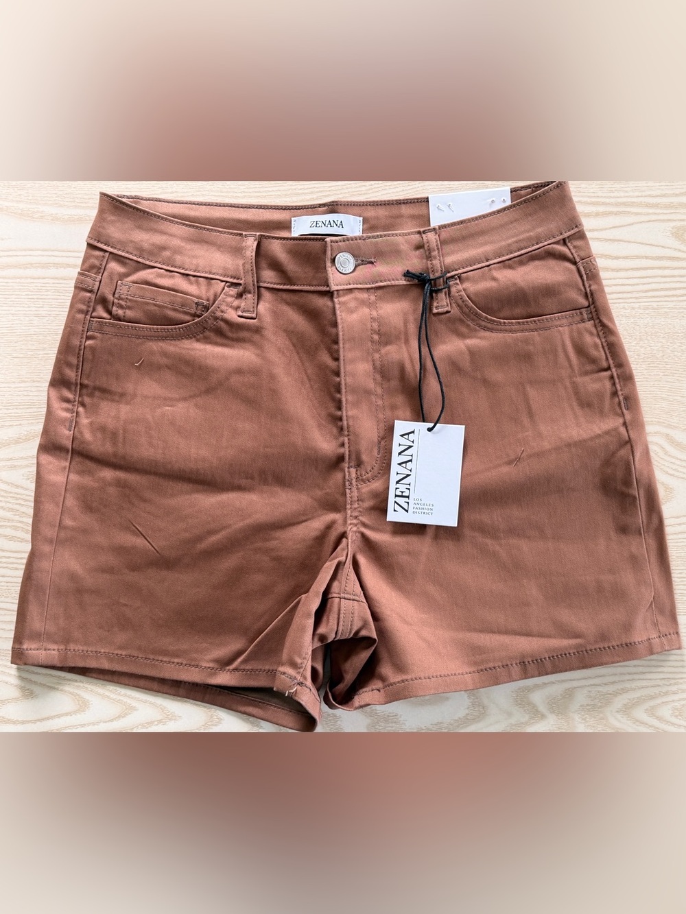 Zenana Rust Brown High-Rise Casual Shorts
